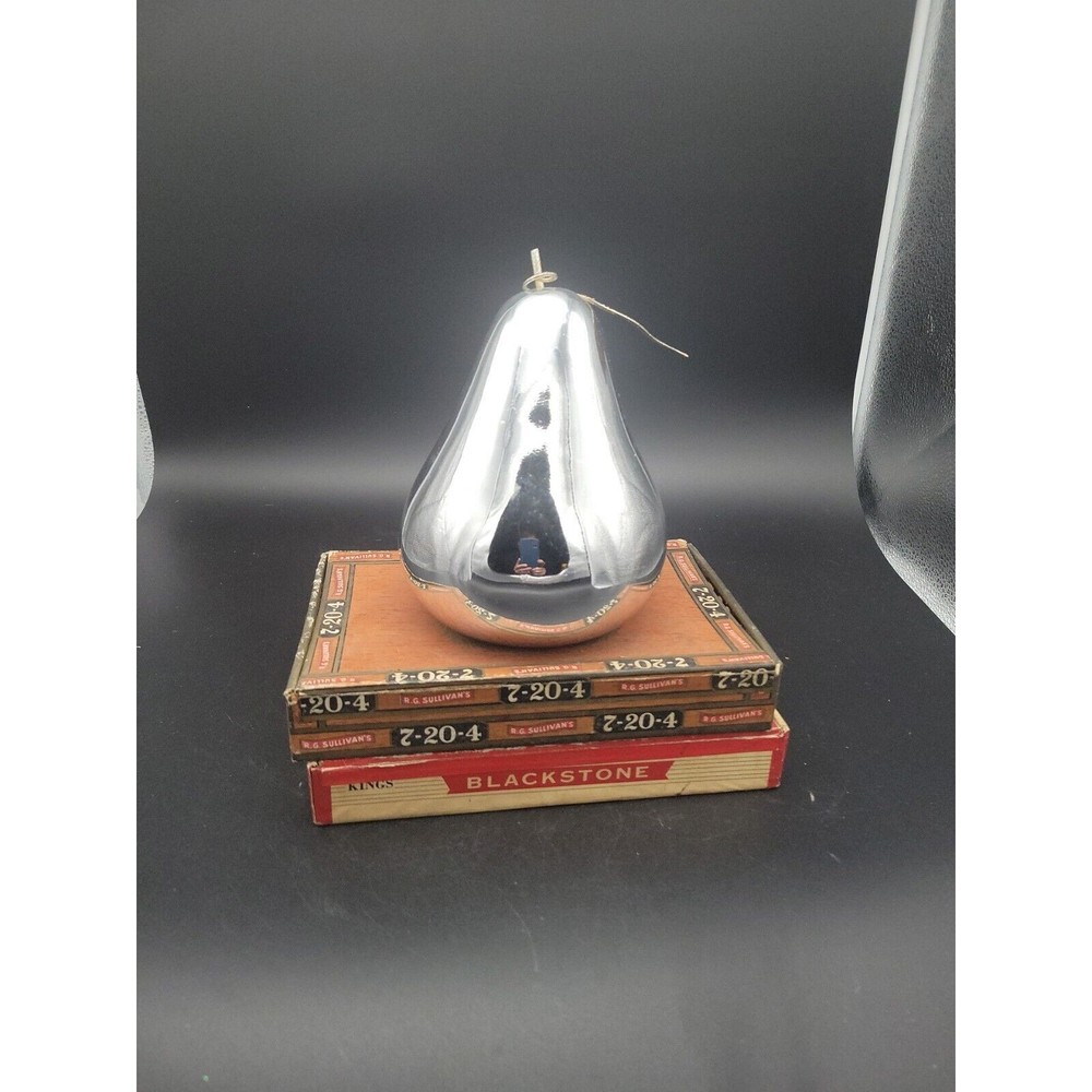 Glam Decorative Pear - Silvertone Chrome Accent Piece Home Decor Modern Chic